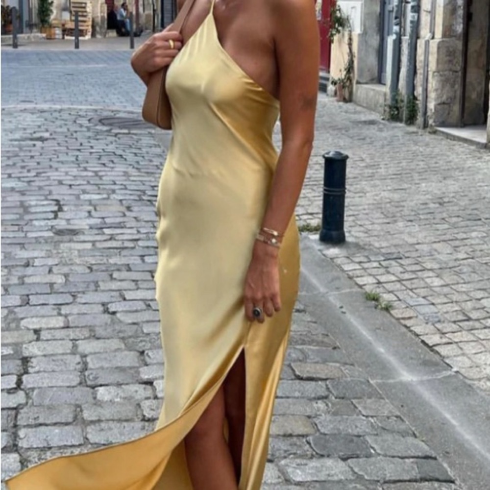 Commense Yellow Backless Dress
